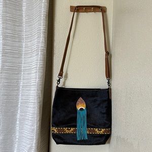 EUC Myra Crossbody Canvas Haircalf Leather